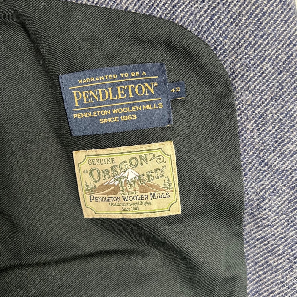 Pendleton Men's Wool Blazer 42R fitted wool leather elbow patches 100%‎ wool NEW - Picture 4 of 7